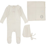 Lilette Cream Floral Stripe Pointelle Layette Set