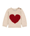 Petit Bateau Cream/Red Heart Sweater