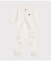 Petit Bateau White Velour  Footie with Bodysuit